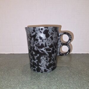 Bennington Potters Trigger Mug Double Handle Black on Slate Stoneware 1340
